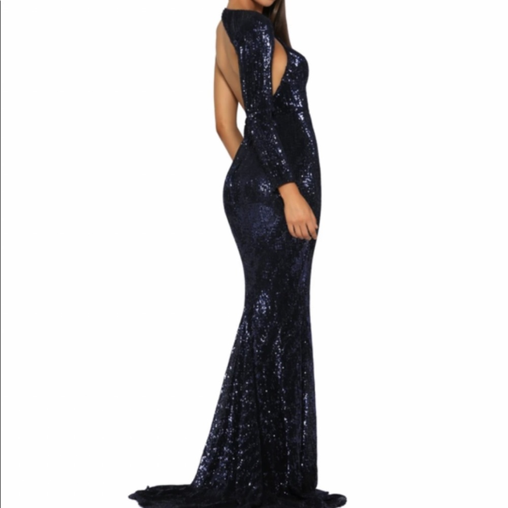 Navy Blue Sequence Prom / After Party / Wedding Dress